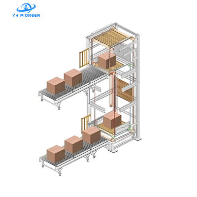 Transporteur automatique à convoyeur vertical pour le déplacement de boîtes lourdes et de palettes avec chargement et déchargement selon le modèle E